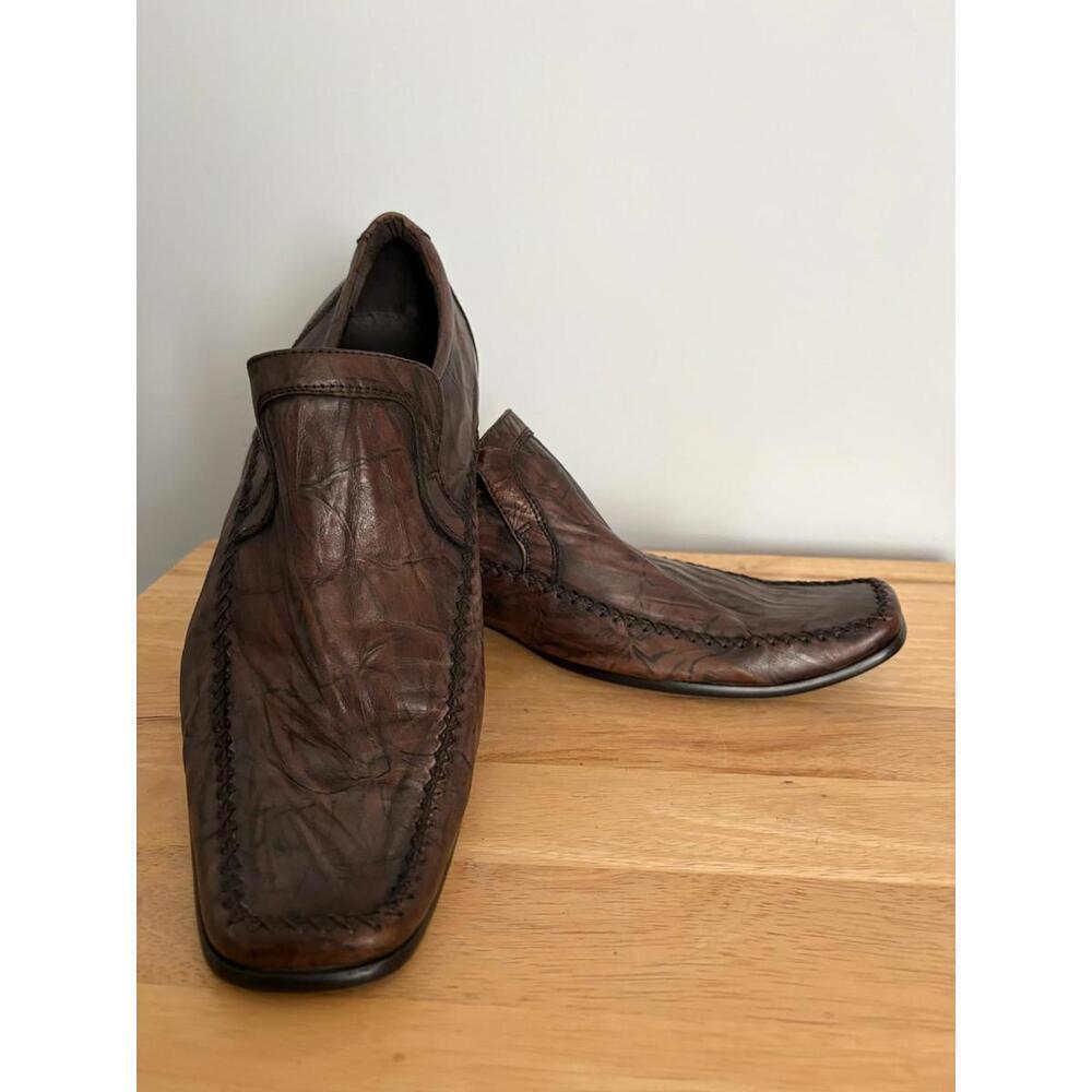 Kenneth Cole Reaction Leading Note Mens Shoes Distressed Leather Square Toe 10 - Picture 7 of 8